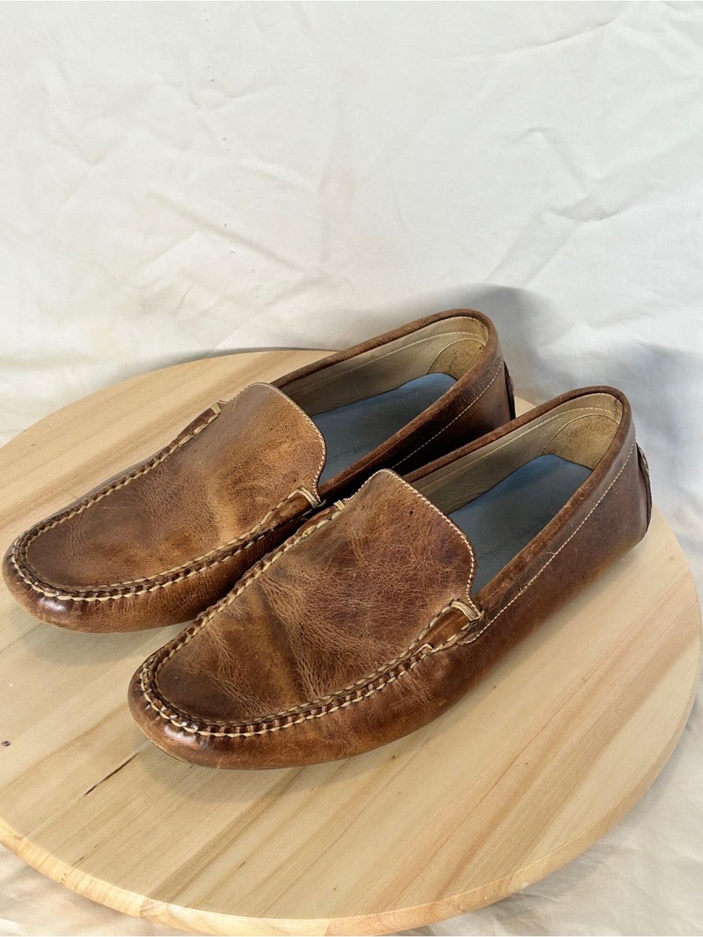 Peter Millar Men’s Brown Leather Slip-On Loafer Round Toe US 9